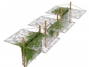 Outdoor Decor with Stylish Shades and Cascading Ivy Greenery 3D Model