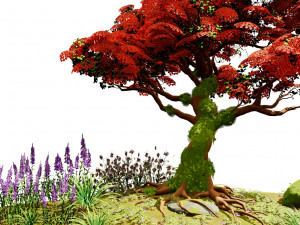 Flowering and snow covered Royal Poinciana Trees on a Hill Modèle 3D