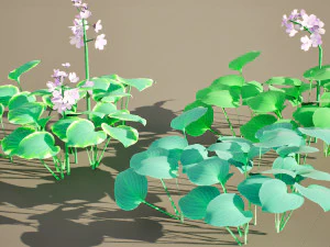 Breathtaking Blue Mouse Ears Hosta in All Seasons 3D Model