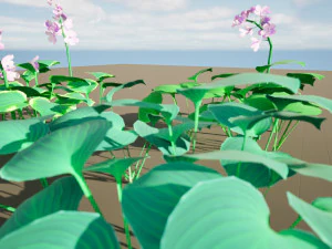 Breathtaking Blue Mouse Ears Hosta in All Seasons 3D Model