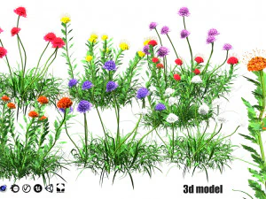 Koleksi 7 Bantalan Mekar Model 3D
