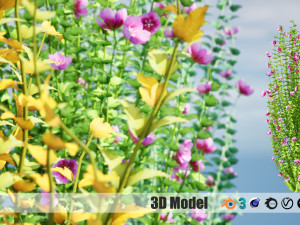 Purple Pillar Rose of Sharon shrub 3D मॉडल