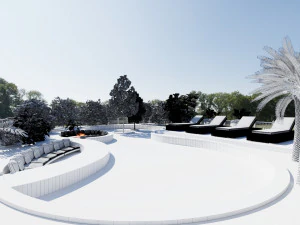 Giardino centrale dell'Oasi Modello 3D