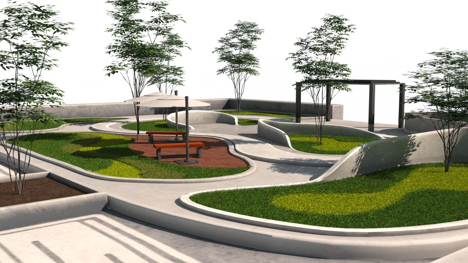 Island Beds Park 3D Oasis 3D Model .c4d .max .obj .3ds .fbx .stl .blend