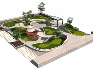 Island Beds Park 3D Oasis 3D Model