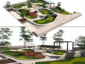 Island Beds Park 3D Oasis 3D Model