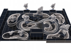 Island Beds Park 3D Oasis 3D Model