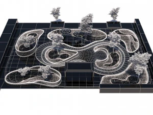 Island Beds Park 3D Oasis 3D Model
