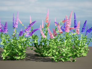 Blue Butterfly Bush flowers 3D Model