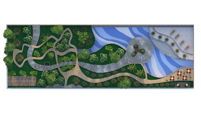 Rechthoekige parktuin 3D Model .c4d .max .obj .3ds .fbx .stl .blend 