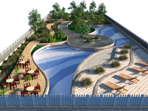 Rechthoekige parktuin 3D Model