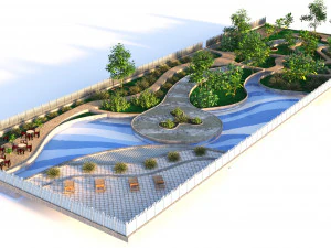 Rechthoekige parktuin 3D Model