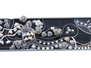 Rechthoekige parktuin 3D Model