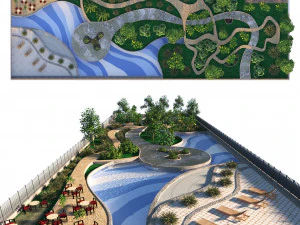 Rechthoekige parktuin 3D Model