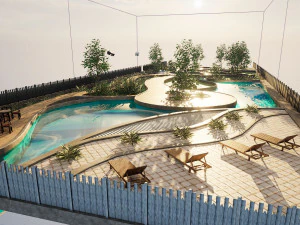 Rechthoekige parktuin 3D Model