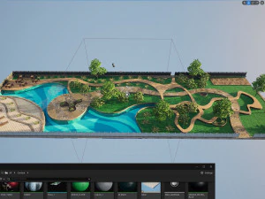 Rechthoekige parktuin 3D Model
