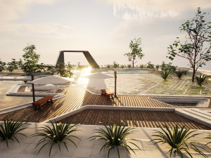 City Park with outdoor furniture 3D 3D Model