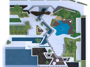 City Park with outdoor furniture 3D 3D Model