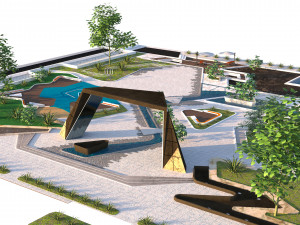 City Park with outdoor furniture 3D 3D Model