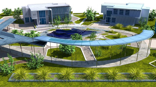 Urban Oasis Modern Park Landscape 3D Model .c4d .max .obj .3ds .fbx .stl .blend 