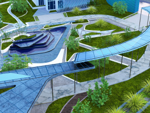 Urban Oasis Modern Park Landscape 3D Model
