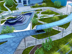 Urban Oasis Modern Park Landscape 3D Model