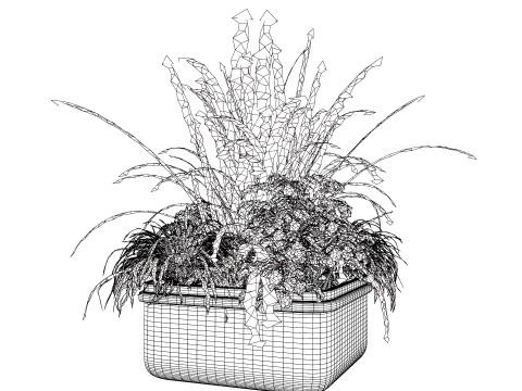 Of Black Street Planter with Flowers 3D Модель