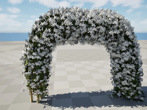 White Crepe Jasmine Arch 3D Asset 3D Model