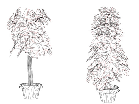 Low-Poly Schefflera Plants in Pots - 3D Asset Game Ready 3D Model
