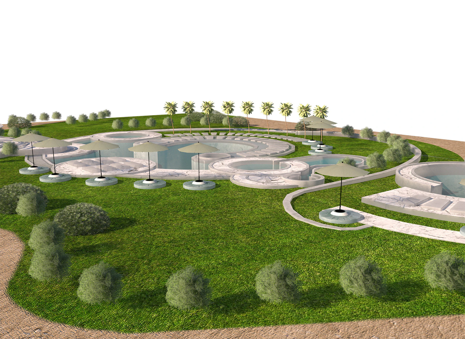 Poolside Paradise Park 3d Scene 3D Model .c4d .max .obj .3ds .fbx .stl .blend