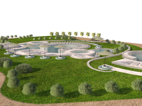 Poolside Paradise Park 3d Scene 3D Model