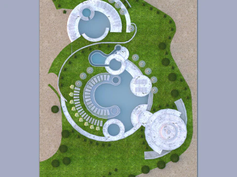 Poolside Paradise Park 3d Scene 3D Model