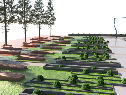 Low-Poly-Parklandschaft &ndash; spielbereit 3D Modell