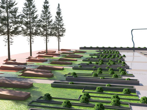 Low-Poly Park Landscape - Game Ready 3D Model