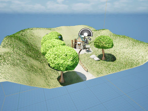 Low-Poly Stylized Village Scene 3D Model