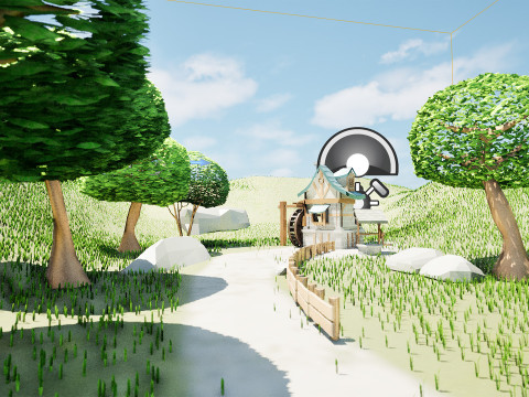 Low-Poly Stylized Village Scene 3D Модель