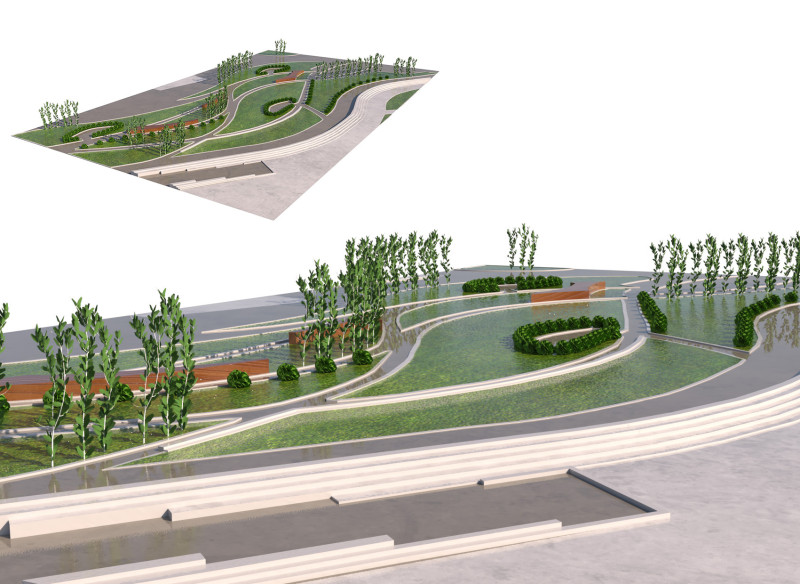 Low-Poly Landmark Park 3D Model .c4d .max .obj .3ds .fbx .stl .blend 