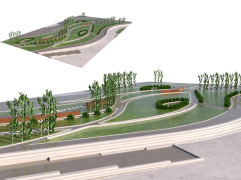 Low-Poly Landmark Park 3D Model