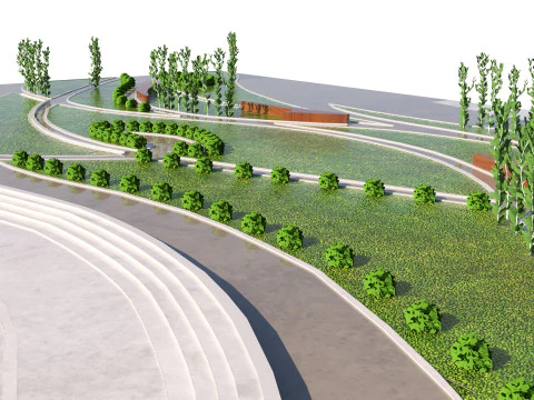 Parco di riferimento a basso numero di poligoni Modello 3D