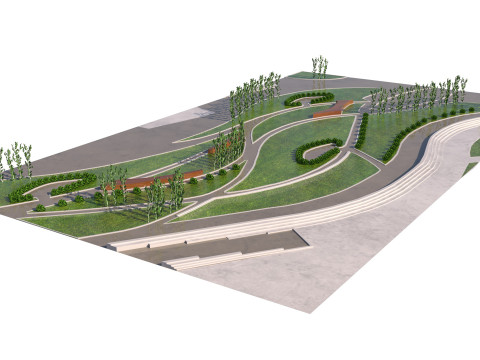 Low-Poly Landmark Park 3D Model