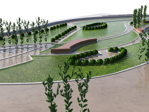 Low-Poly Landmark Park 3D Model