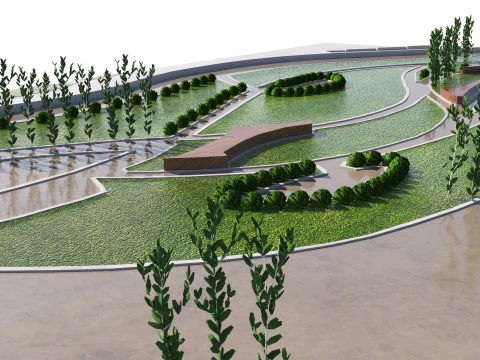 Parco di riferimento a basso numero di poligoni Modello 3D