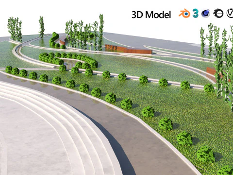 Parco di riferimento a basso numero di poligoni Modello 3D