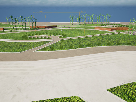 Low-Poly Landmark Park 3D Model