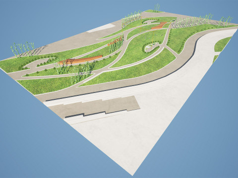 Low-Poly Landmark Park 3D Model