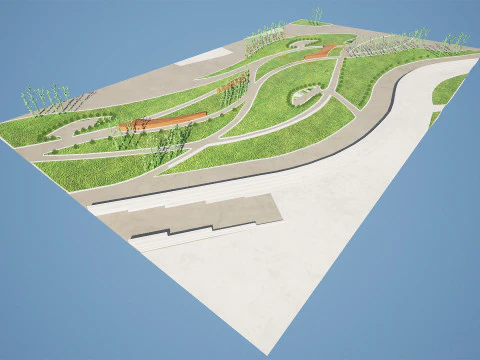 Parco di riferimento a basso numero di poligoni Modello 3D