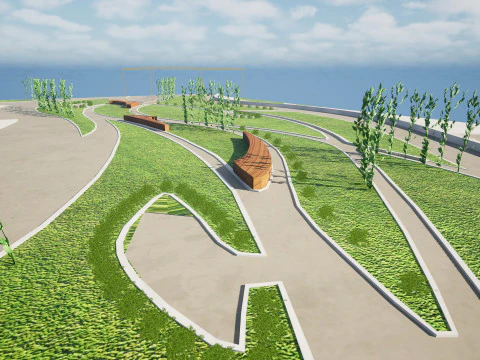 Parco di riferimento a basso numero di poligoni Modello 3D