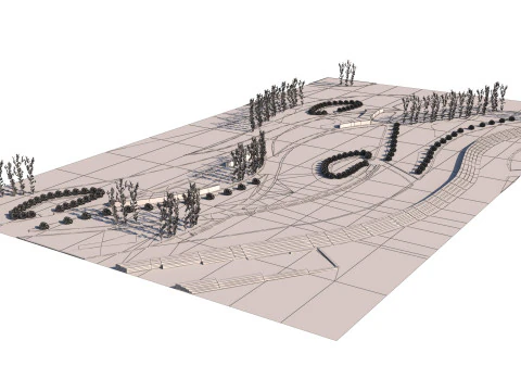 Parco di riferimento a basso numero di poligoni Modello 3D