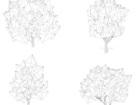 Low Poly Grey Poplar Trees 3D Model