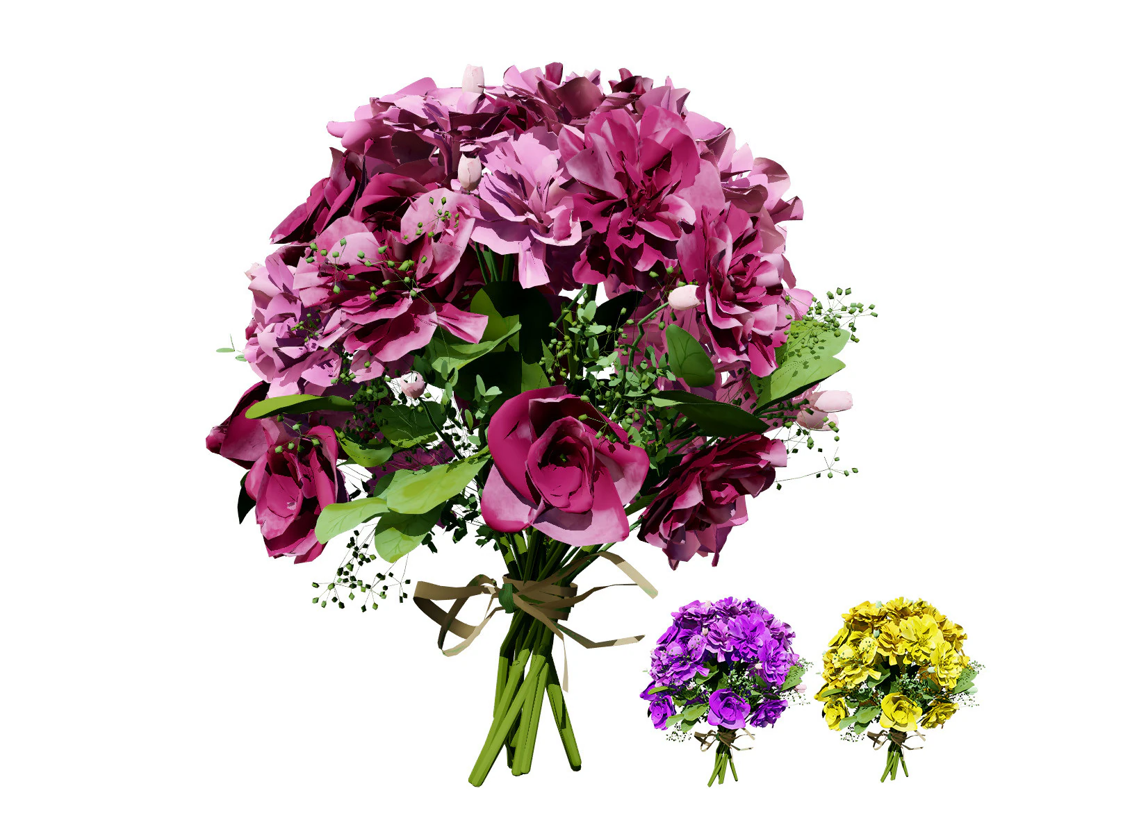 Vibrant Flower Bouquet with free 3D Model .c4d .max .obj .3ds .fbx .stl .blend